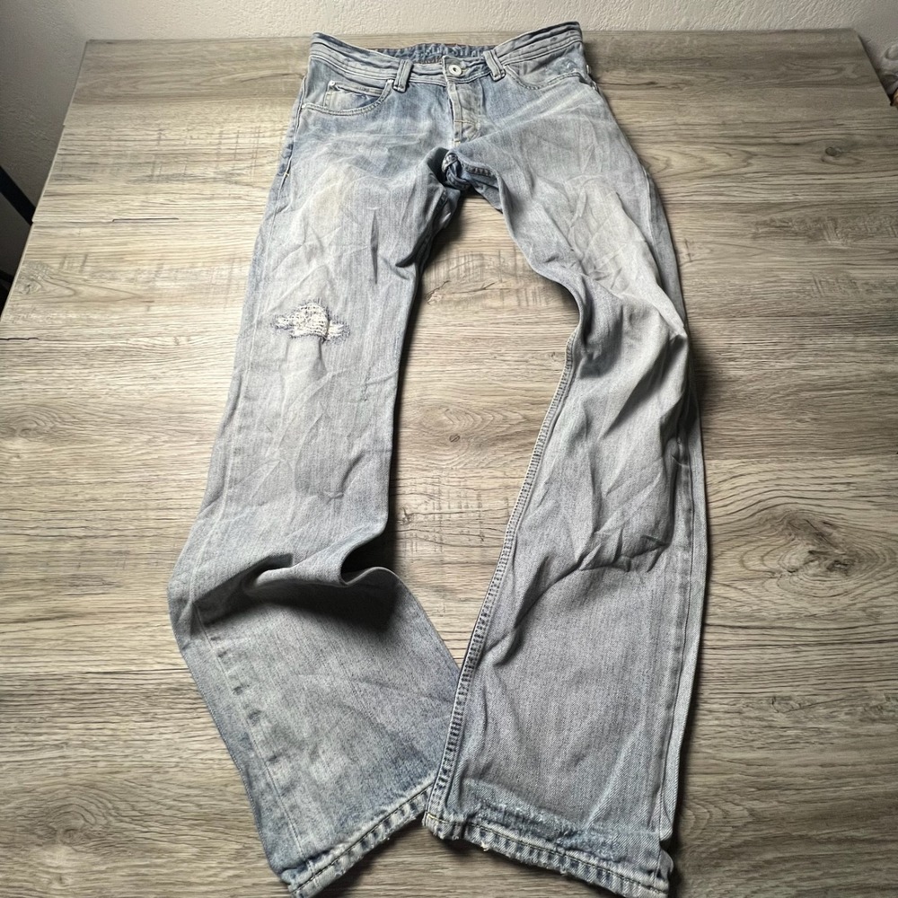 Tom Tailor Jeans Mens 32x34 Light Wash Slim Straight Distressed Denim Blue
